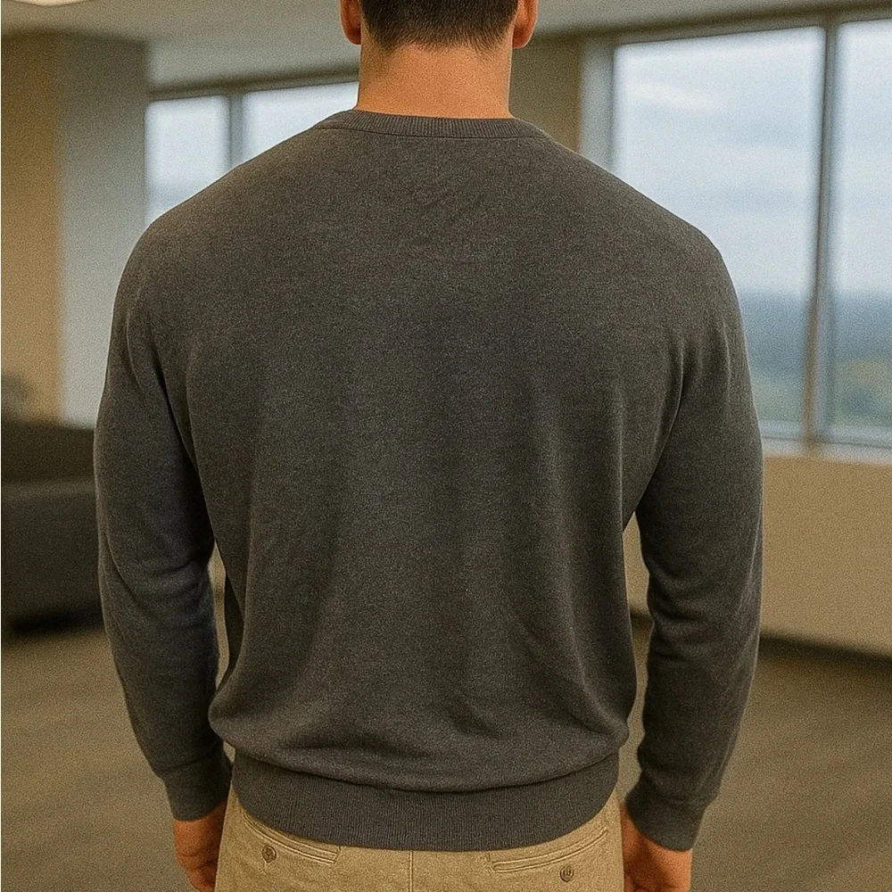 Tommy Hilfiger Men's V-Neck Sweater in‎ Charcoal Gray XL Knitwear Warm Cotton